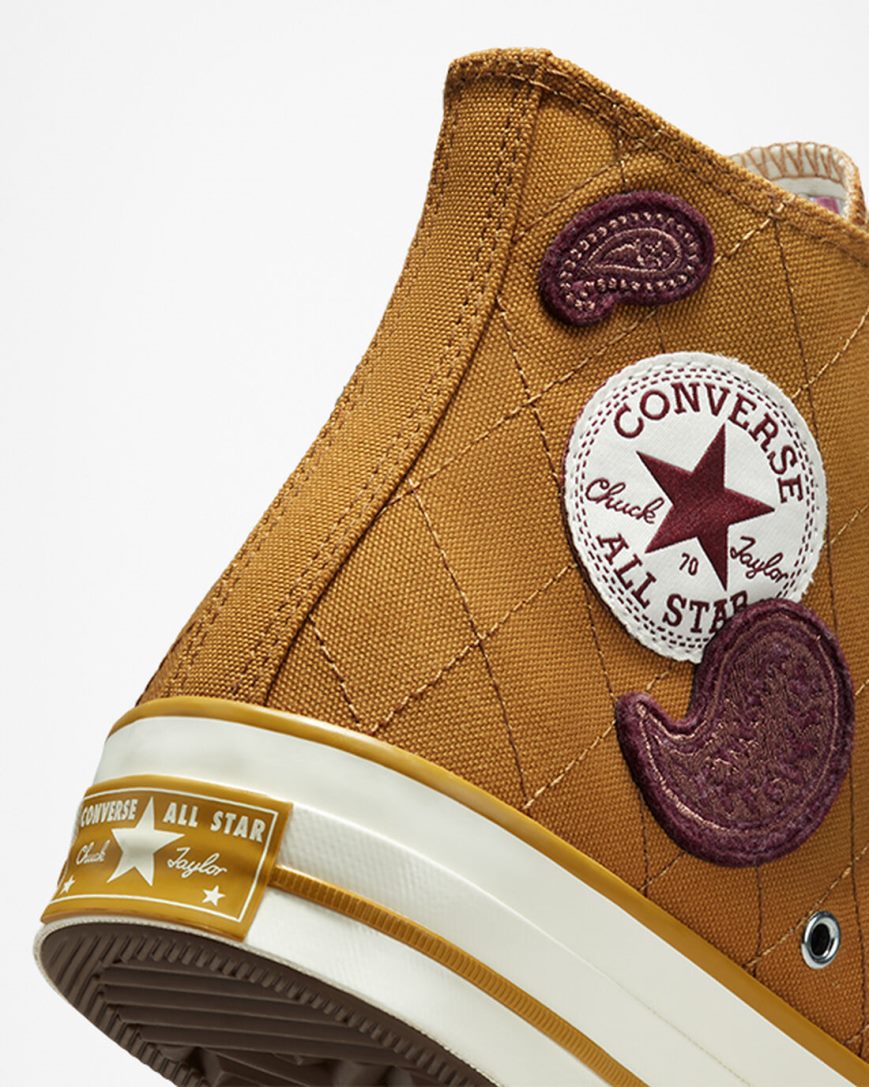 Women's Converse Chuck 70 Crafted Patches High Top Shoes Orange / Deep Burgundy | AU 16E83E